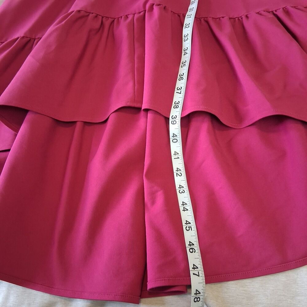 Mark & James Badgley Mischka Hot Pink Asymmetrical Hem Dress Midi Size 8 Pockets - Picture 10 of 12